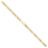 14k Polished Solid Chain/Solid Plate Flat Figaro Link 27.5x5.5mm Plate 8 inch ID Bracelet